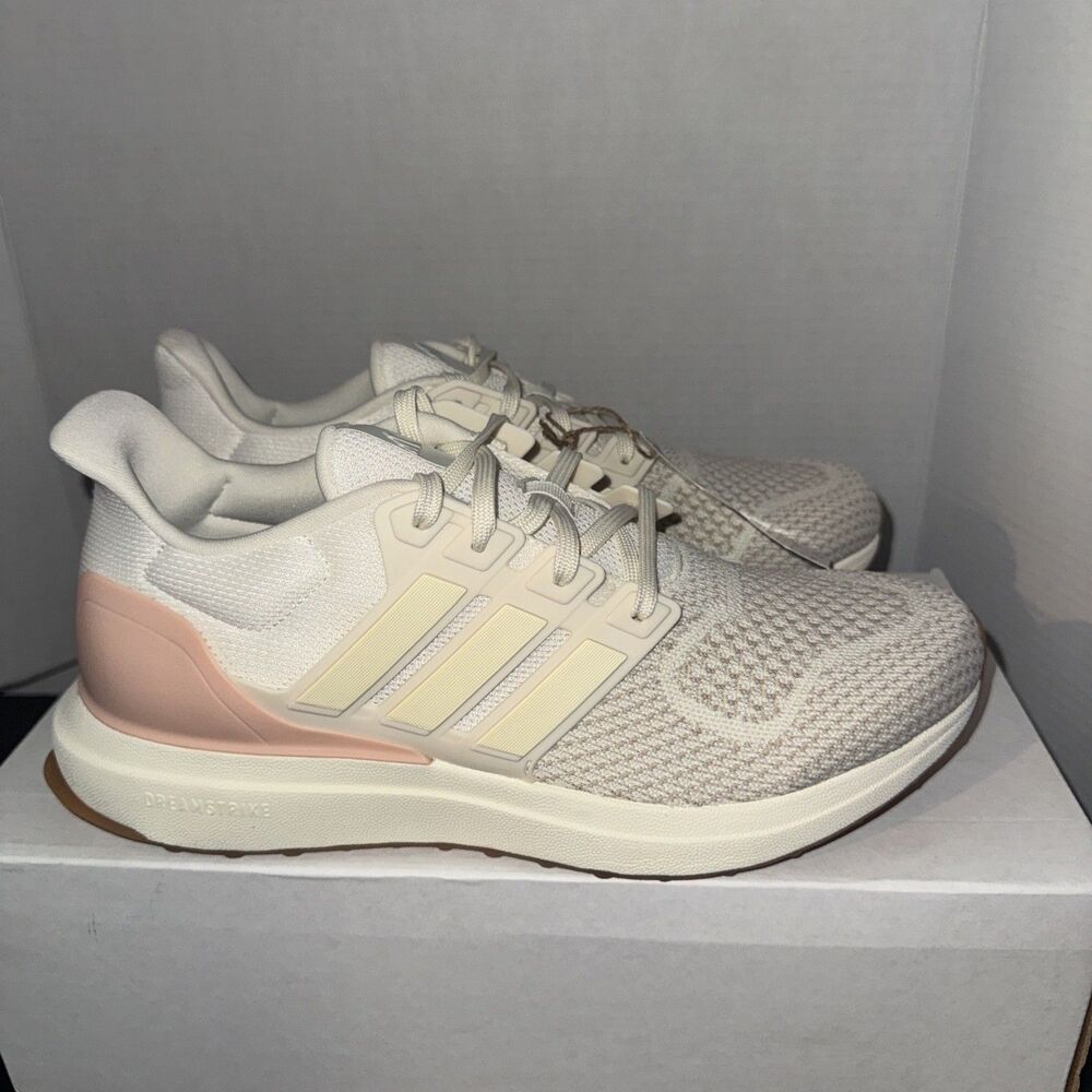 adidas Women's Athletic Shoes Cream with Light Pink Heel